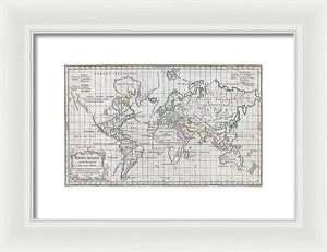 Old 1784 Map Of The World - Framed Print