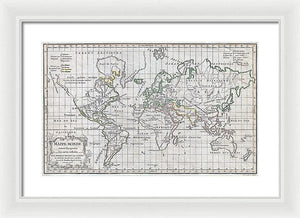 Old 1784 Map Of The World - Framed Print