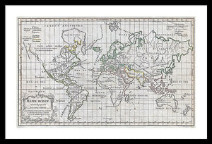 Old 1784 Map Of The World - Framed Print