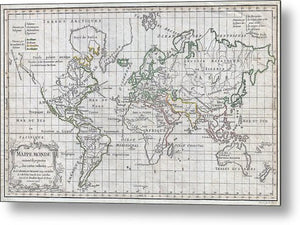 1784 Map Of The World - Metal Print