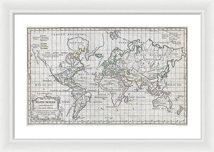 Old 1784 Map Of The World - Framed Print