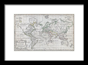 Old 1784 Map Of The World - Framed Print