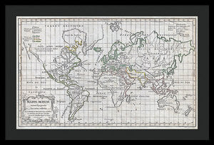 Old 1784 Map Of The World - Framed Print