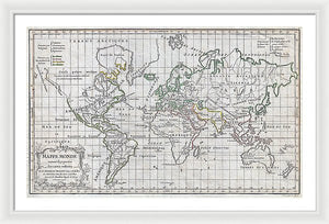 Old 1784 Map Of The World - Framed Print