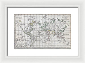 Old 1784 Map Of The World - Framed Print