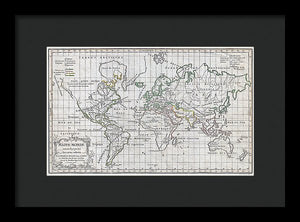 Old 1784 Map Of The World - Framed Print