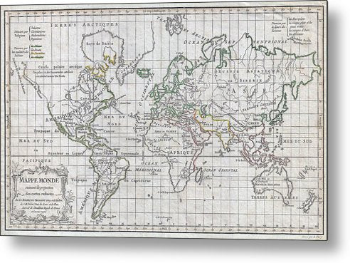 1784 Map Of The World - Metal Print