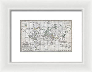 Old 1784 Map Of The World - Framed Print