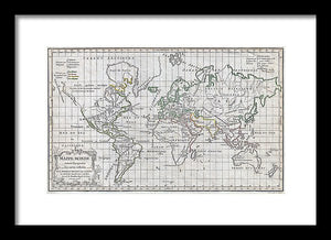 Old 1784 Map Of The World - Framed Print