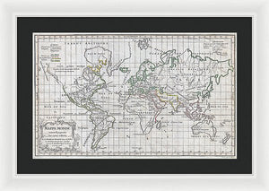 Old 1784 Map Of The World - Framed Print