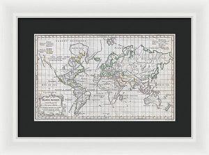 Old 1784 Map Of The World - Framed Print