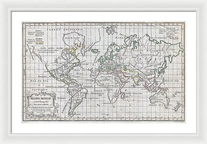 Old 1784 Map Of The World - Framed Print