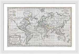 Old 1784 Map Of The World - Framed Print