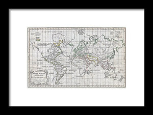 Old 1784 Map Of The World - Framed Print