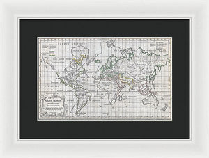 Old 1784 Map Of The World - Framed Print