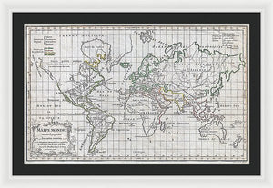 Old 1784 Map Of The World - Framed Print