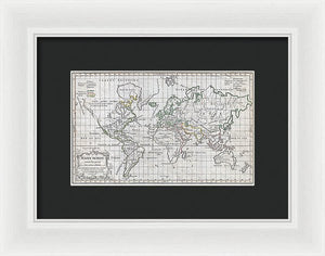 Old 1784 Map Of The World - Framed Print