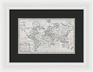 Old 1784 Map Of The World - Framed Print