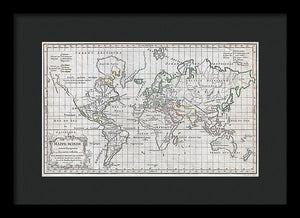 Old 1784 Map Of The World - Framed Print