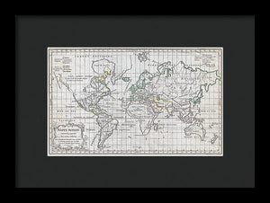 Old 1784 Map Of The World - Framed Print