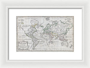 Old 1784 Map Of The World - Framed Print