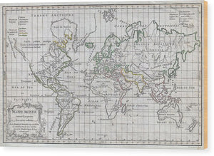 Old 1784 Map Of The World - Wood Print