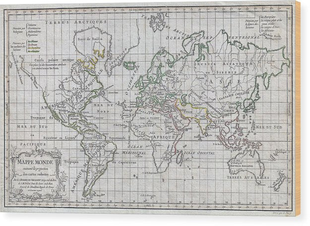 Old 1784 Map Of The World - Wood Print