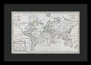 Old 1784 Map Of The World - Framed Print