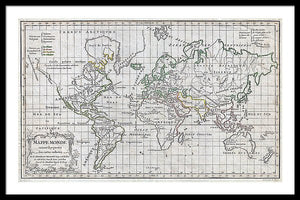 Old 1784 Map Of The World - Framed Print