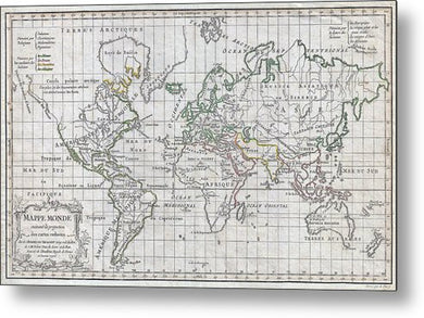 Old 1784 Map Of The World - Metal Print