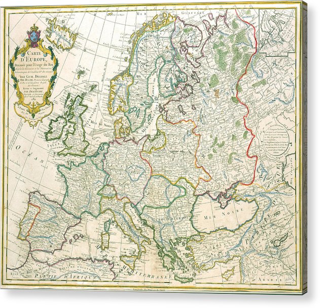 Old Map Of Europe 1789 - Acrylic Print