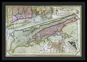 Old Map Of New York City 1821 - Framed Print