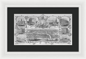 Old Map 1857 Chicago Views  - Framed Print