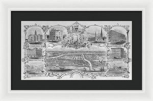 Old Map 1857 Chicago Views  - Framed Print