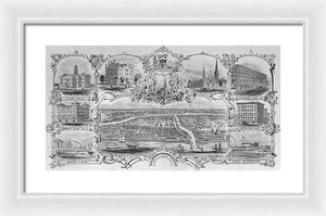 Old Map 1857 Chicago Views  - Framed Print