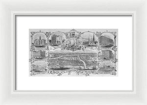 Old Map 1857 Chicago Views  - Framed Print