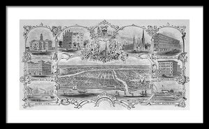 Old Map 1857 Chicago Views  - Framed Print