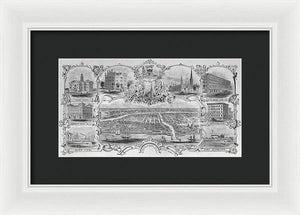 Old Map 1857 Chicago Views  - Framed Print