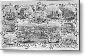 Old Map 1857 Chicago Views  - Metal Print