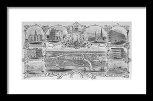 Old Map 1857 Chicago Views  - Framed Print