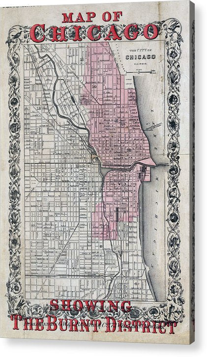 Old Chicago Fire Map  - Acrylic Print