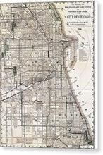 Load image into Gallery viewer, Old Map Of Chicago 1886 - Canvas Print