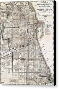 Old Map Of Chicago 1886 - Canvas Print