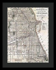 Old Map Of Chicago 1886 - Framed Print