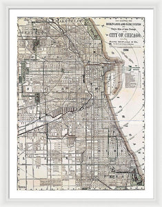 Old Map Of Chicago 1886 - Framed Print