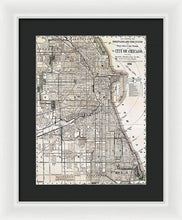 Load image into Gallery viewer, Old Map Of Chicago 1886 - Framed Print