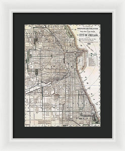 Old Map Of Chicago 1886 - Framed Print