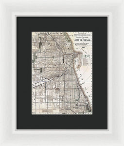 Old Map Of Chicago 1886 - Framed Print