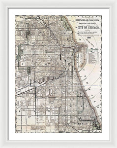 Old Map Of Chicago 1886 - Framed Print