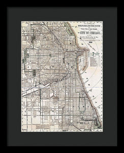 Old Map Of Chicago 1886 - Framed Print